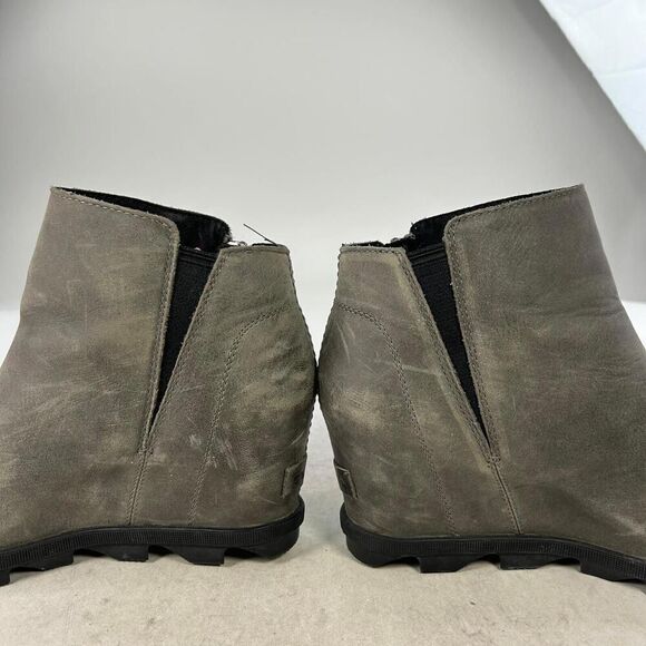 Sorel Women's Joan of Arctic Wedge II Zip Booties US 9.5 Gray Leather Ankle Boot - Picture 8 of 10